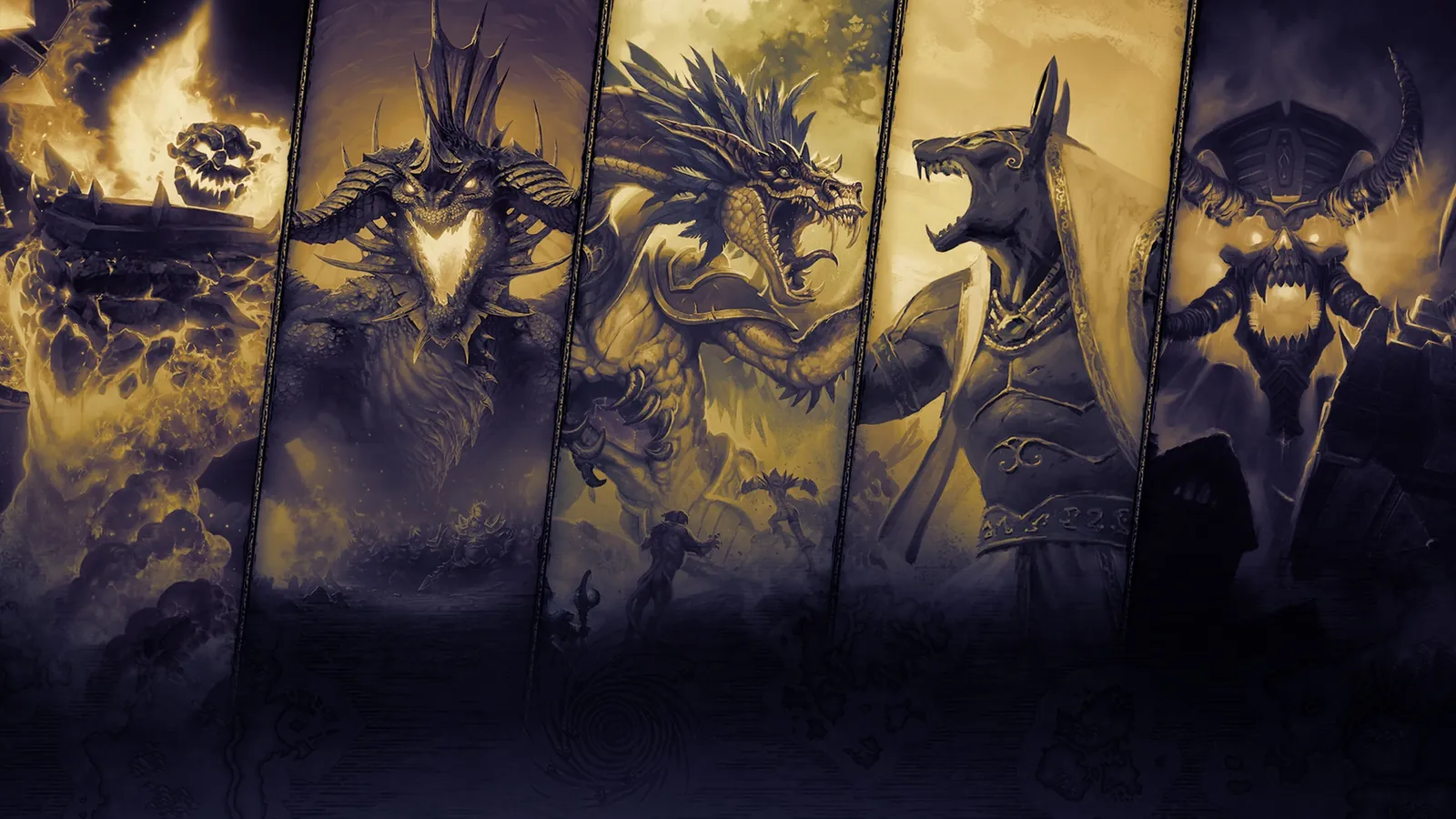 Blizzard artwork of WoW Classic’s raid bosses, side by side