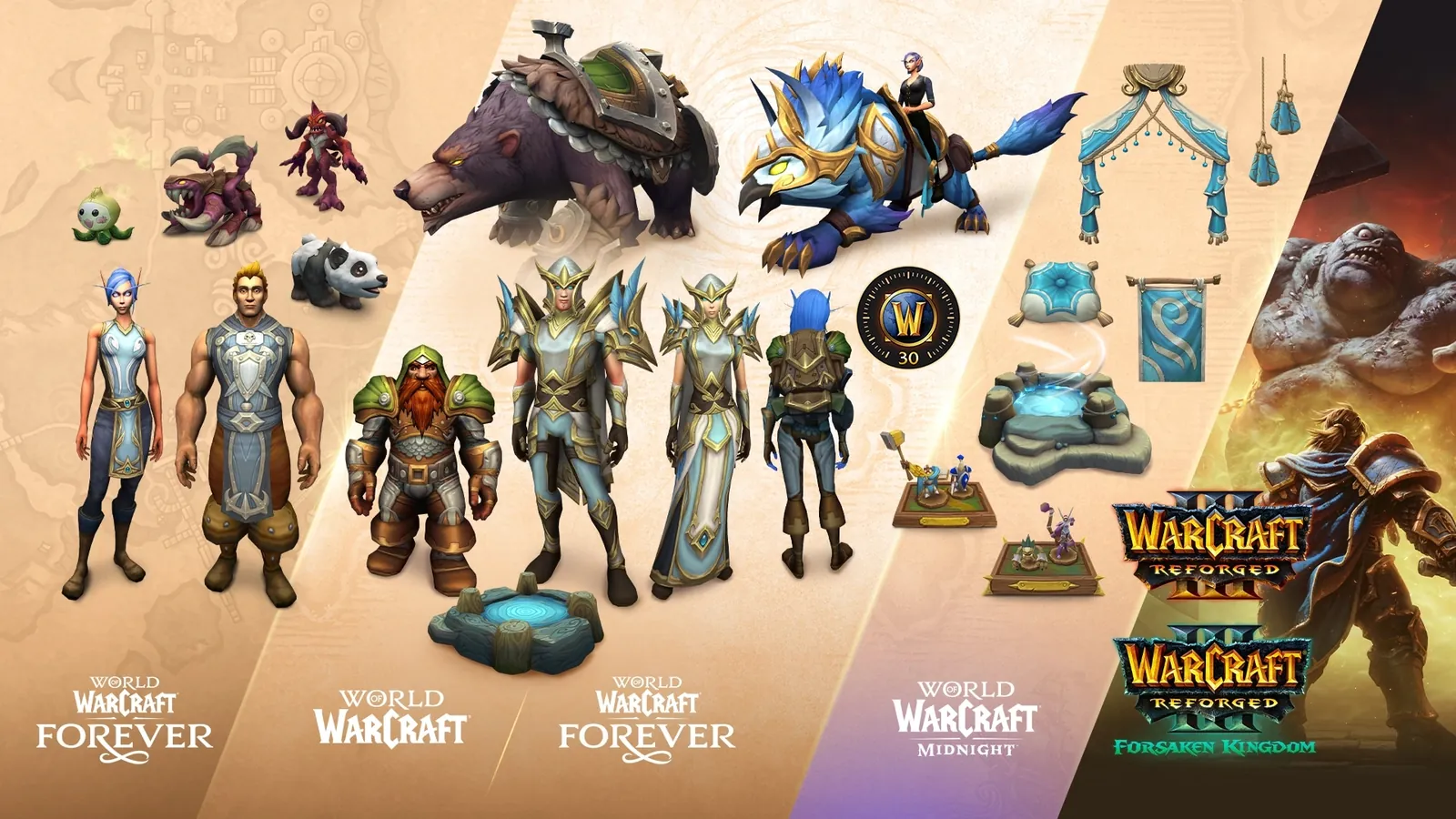 WoW Forever upgrade cosmetics: transmog outfits, mounts and pets